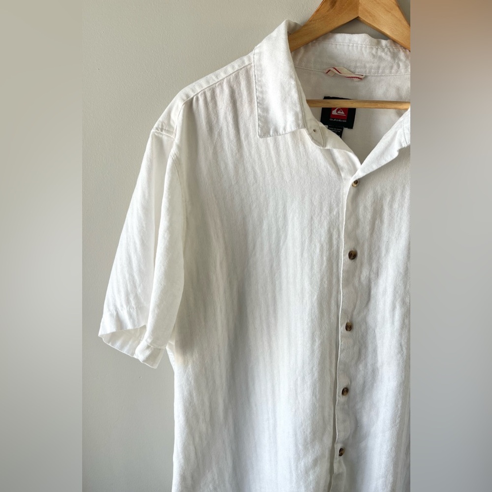 Quiksilver Men's White Casual Button-Down Shirt Size XXL Coastal Beach Summer - Picture 5 of 11